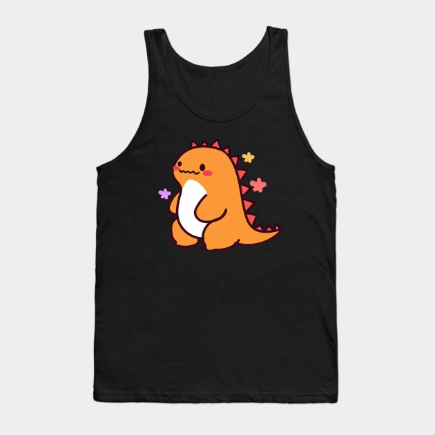 Kawaii cute orange dinosaur Tank Top by NumbleRay